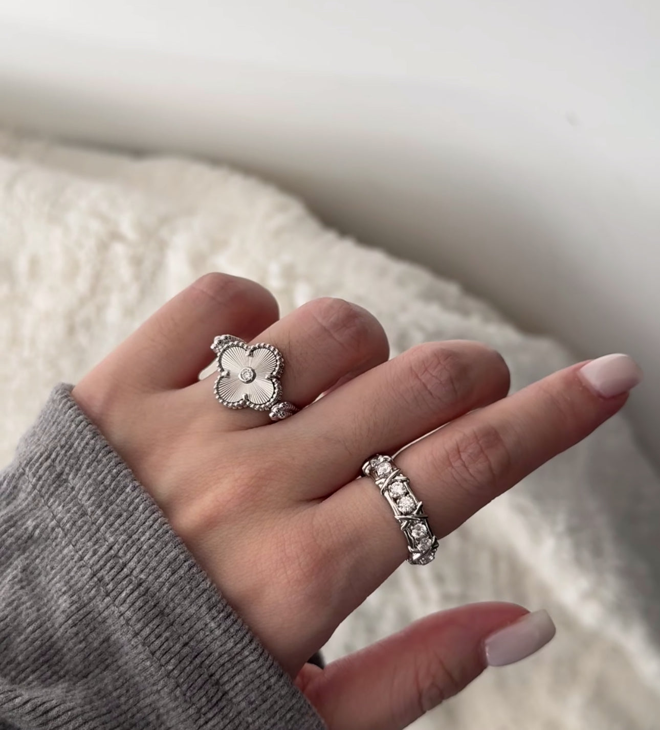 [Kincade Jewelrys] BAGUE EN OR ROSE CLOVER RIVERSIBLE