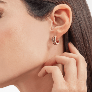 [Kincade Jewelrys]Boucles d'oreilles Zero 1 Rock en or rose avec spirale cloutée et céramique noire