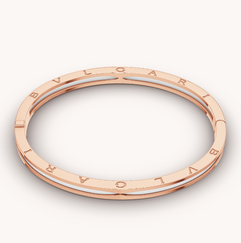 [Kincade Jewelrys] BRACELET ZÉRO 1 EN OR ROSE AVEC CÉRAMIQUE BLANCHE