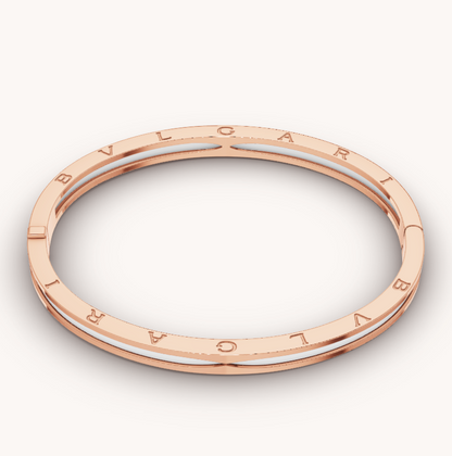 [Kincade Jewelrys] BRACELET ZÉRO 1 EN OR ROSE AVEC CÉRAMIQUE BLANCHE