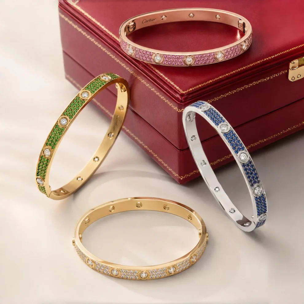 [Kincade Jewelrys]2026 PAVE GEMSTONE LOVE BRACELET 6.1MM 10 DIAMONDS