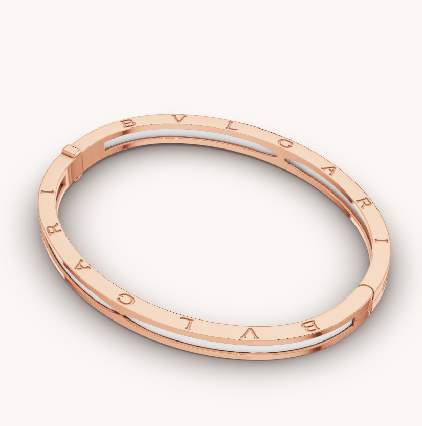 [Kincade Jewelrys] BRACELET ZÉRO 1 EN OR ROSE AVEC CÉRAMIQUE BLANCHE