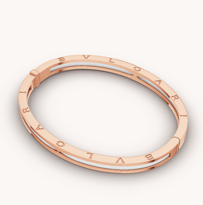 [Kincade Jewelrys] BRACELET ZÉRO 1 EN OR ROSE AVEC CÉRAMIQUE BLANCHE