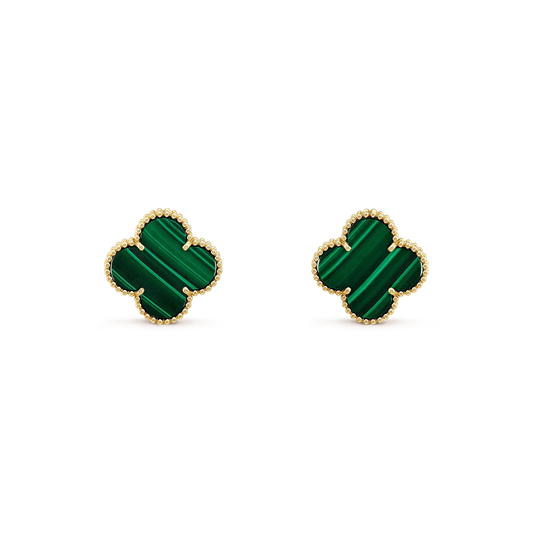 [Kincade Jewelrys]Boucles d'oreilles mini-clover en malachite 9,5 mm