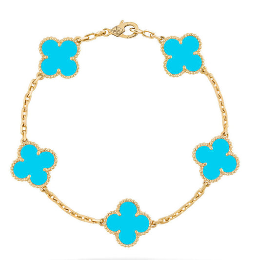 [Kincade Jewelrys] BRACELET TURQUOISE À 5 MOTIFS CLOVER