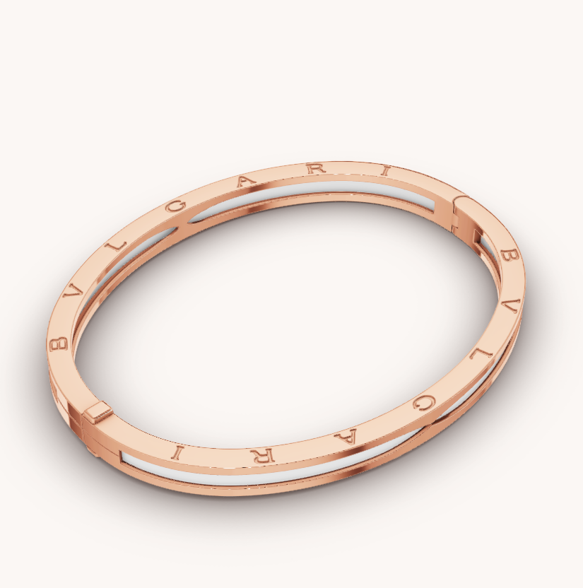 [Kincade Jewelrys] BRACELET ZÉRO 1 EN OR ROSE AVEC CÉRAMIQUE BLANCHE
