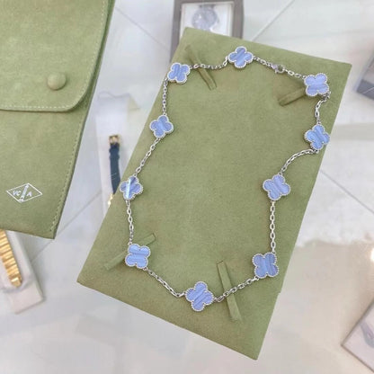 [Kincade Jewelrys]CLOVER 10 MOTIFS PURPLE CHALCEDONY NECKLACE