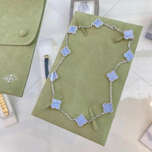 [Kincade Jewelrys] COLLIER EN CALCÉDOINE VIOLET À 10 MOTIFS CLOVER