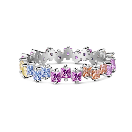 [Joyas Kincade] Anillos cuadrados escalonados de colores variados