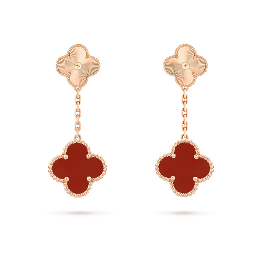[Kincade Jewelrys]Boucles d'oreilles en cornaline laser à motif trèfle 2