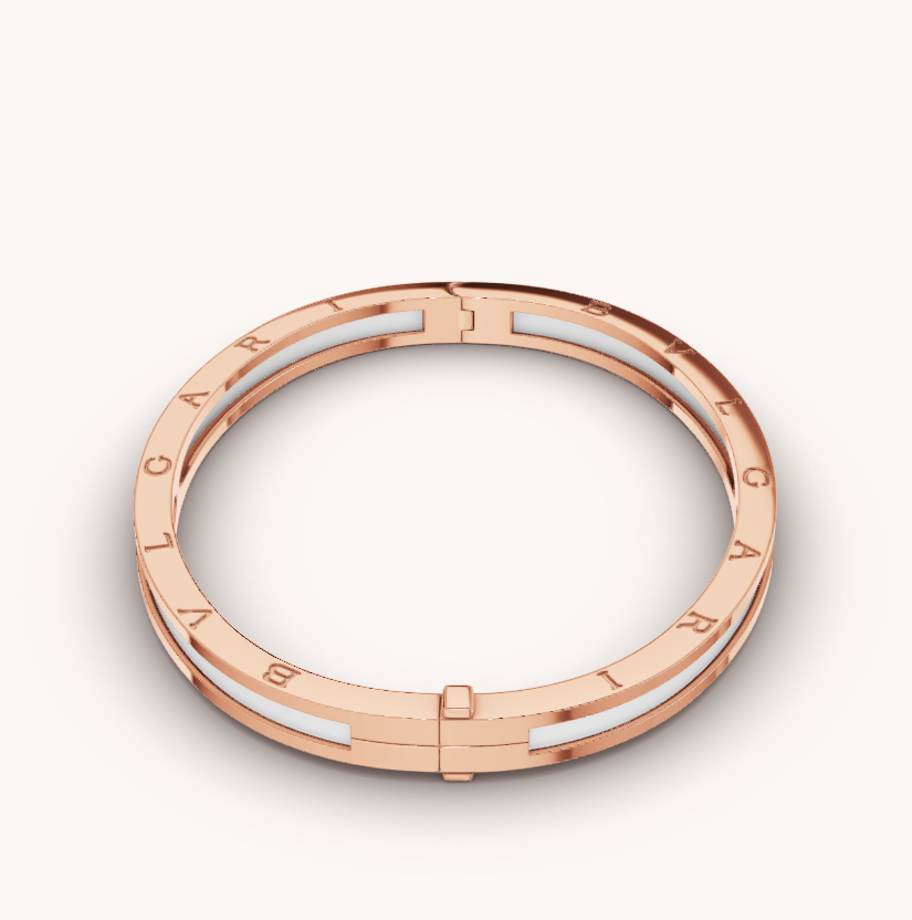 [Kincade Jewelrys] BRACELET ZÉRO 1 EN OR ROSE AVEC CÉRAMIQUE BLANCHE
