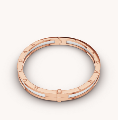 [Kincade Jewelrys] BRACELET ZÉRO 1 EN OR ROSE AVEC CÉRAMIQUE BLANCHE