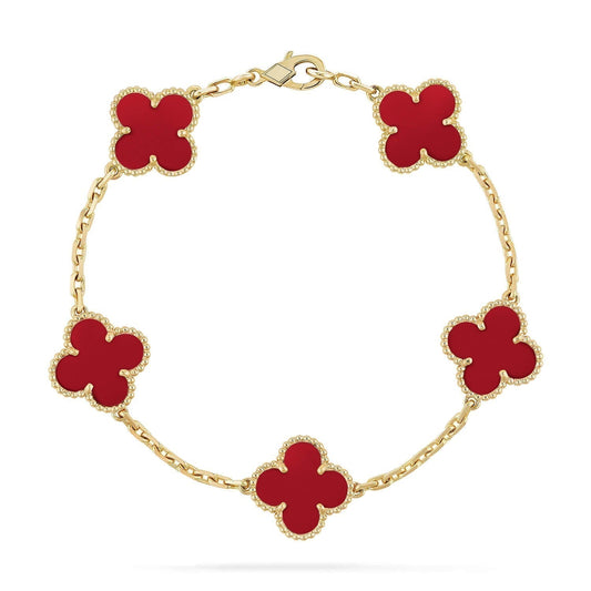 [Kincade Jewelrys] Bracelet en agate rouge à 5 motifs 