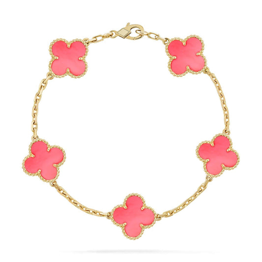 [Kincade Jewelrys] Bracelet en nacre rose CLOVER 5