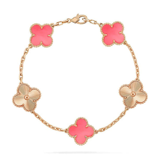 [Kincade Jewelrys] Bracelet trèfle 5 motifs rose et or rose