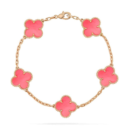 [Kincade Jewelrys] Bracelet en nacre rose CLOVER 5
