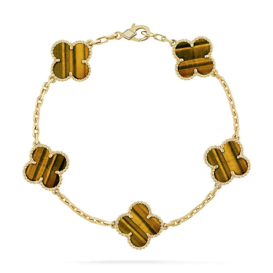 [Kincade Jewelrys] BRACELET ŒIL DE TIGRE À 5 MOTIFS 