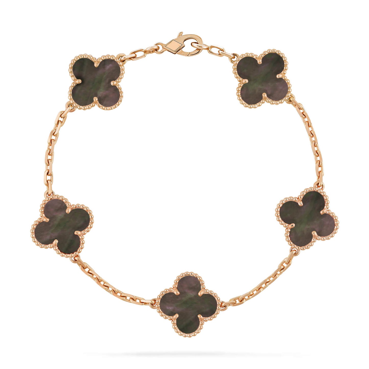 [Kincade Jewelrys] Bracelet en nacre grise à 5 motifs de trèfle