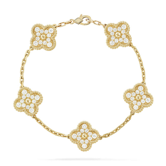 [Kincade Jewelrys] BRACELET TRÉFLE 5 MOTIFS EN DIAMANTS