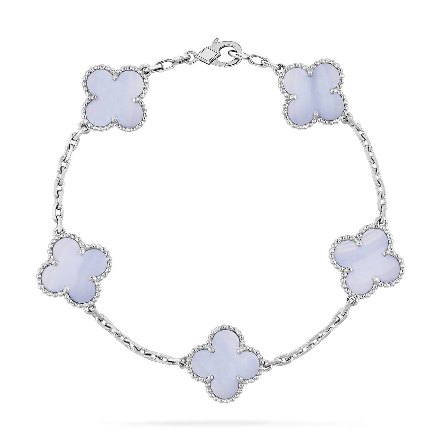 [Kincade Jewelrys] Bracelet en calcédoine violette à 5 motifs en argent 