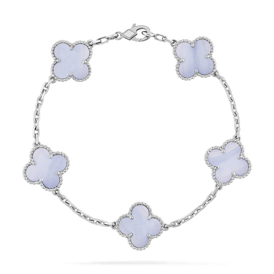 [Kincade Jewelrys] Bracelet en calcédoine violette à 5 motifs en argent 