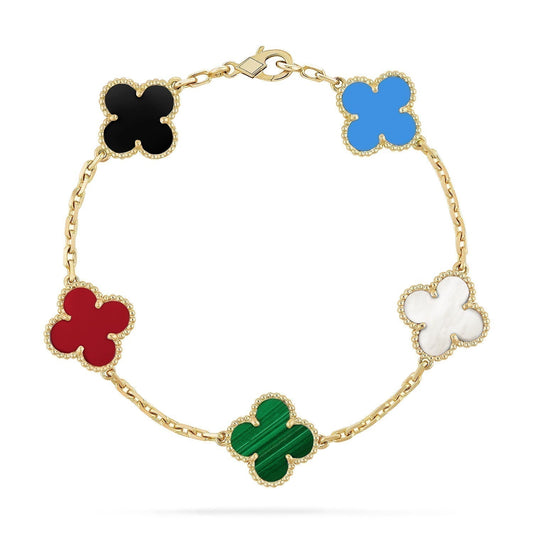 [Kincade Jewelrys] BRACELET MULTICOLORE À 5 MOTIFS CLOVER