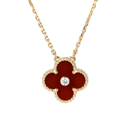 [Kincade Jewelrys] COLLIER CLOVER 15 MM DIAMANT CORNALINE