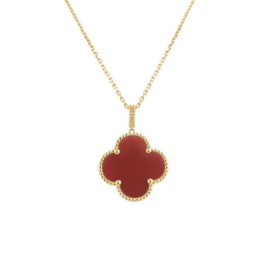[Kincade Jewelrys] COLLIER TRÈFLE 25 MM OR CORNALINE