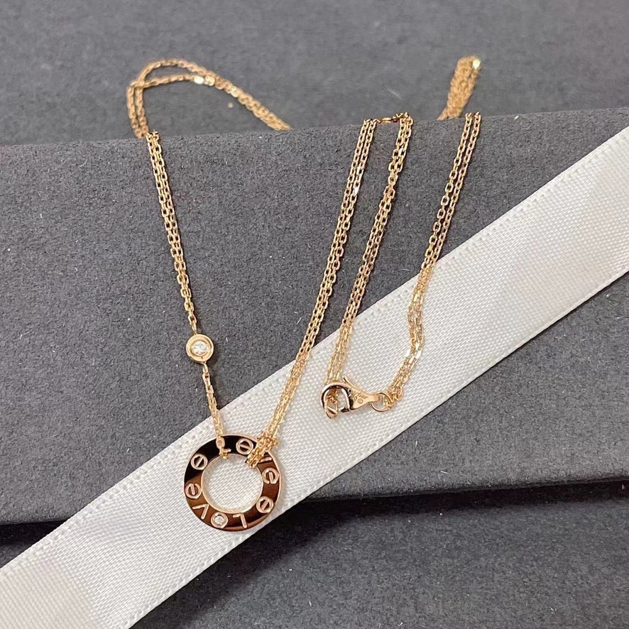 [Kincade Jewelrys]LOVE NECKLACE 16MM 2 DIAMONDS