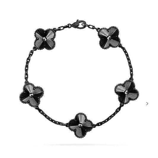 [Kincade Jewelrys] Bracelet noir à 5 motifs de trèfle 