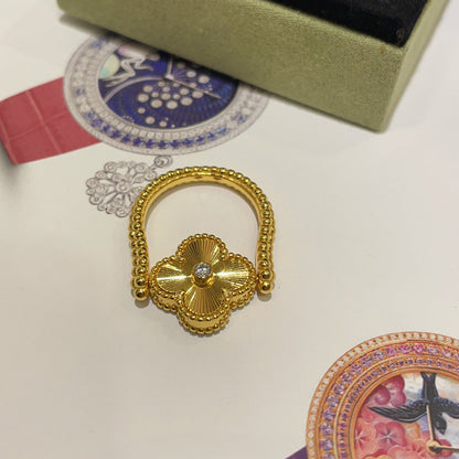 [Kincade Jewelrys] BAGUE EN AGATE BLEUE RIVERSIBLE CLOVER