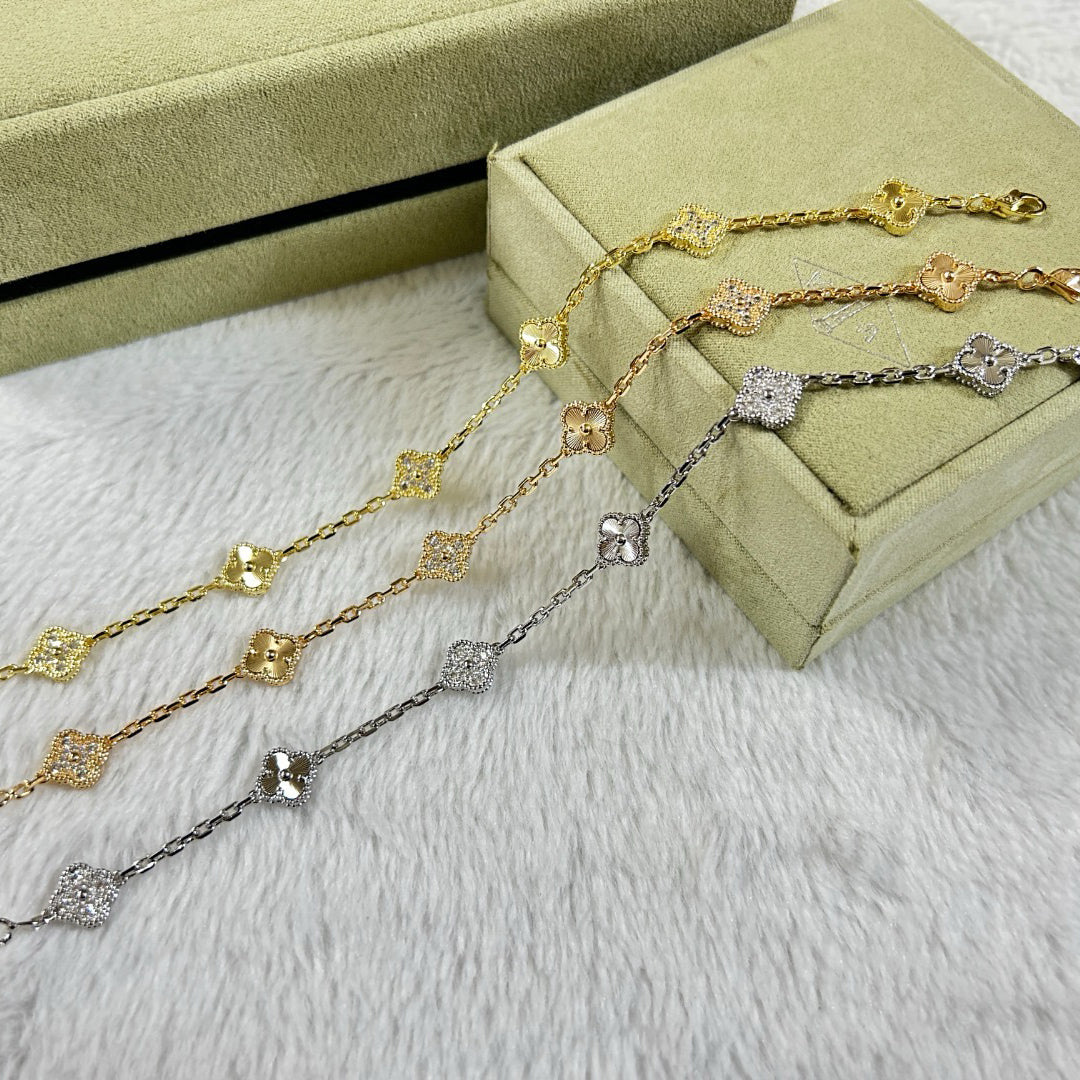 [Kincade Jewelrys]CLOVER 6 MOTIF DIAMOND LASER BRACELET