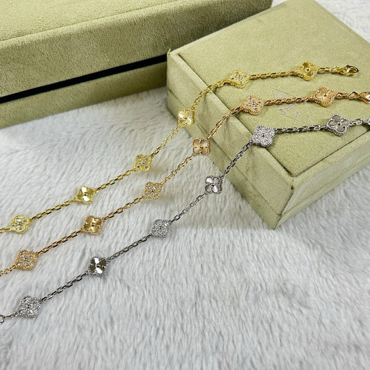 [Kincade Jewelrys] BRACELET LASER DIAMANT À 6 MOTIFS CLOVER