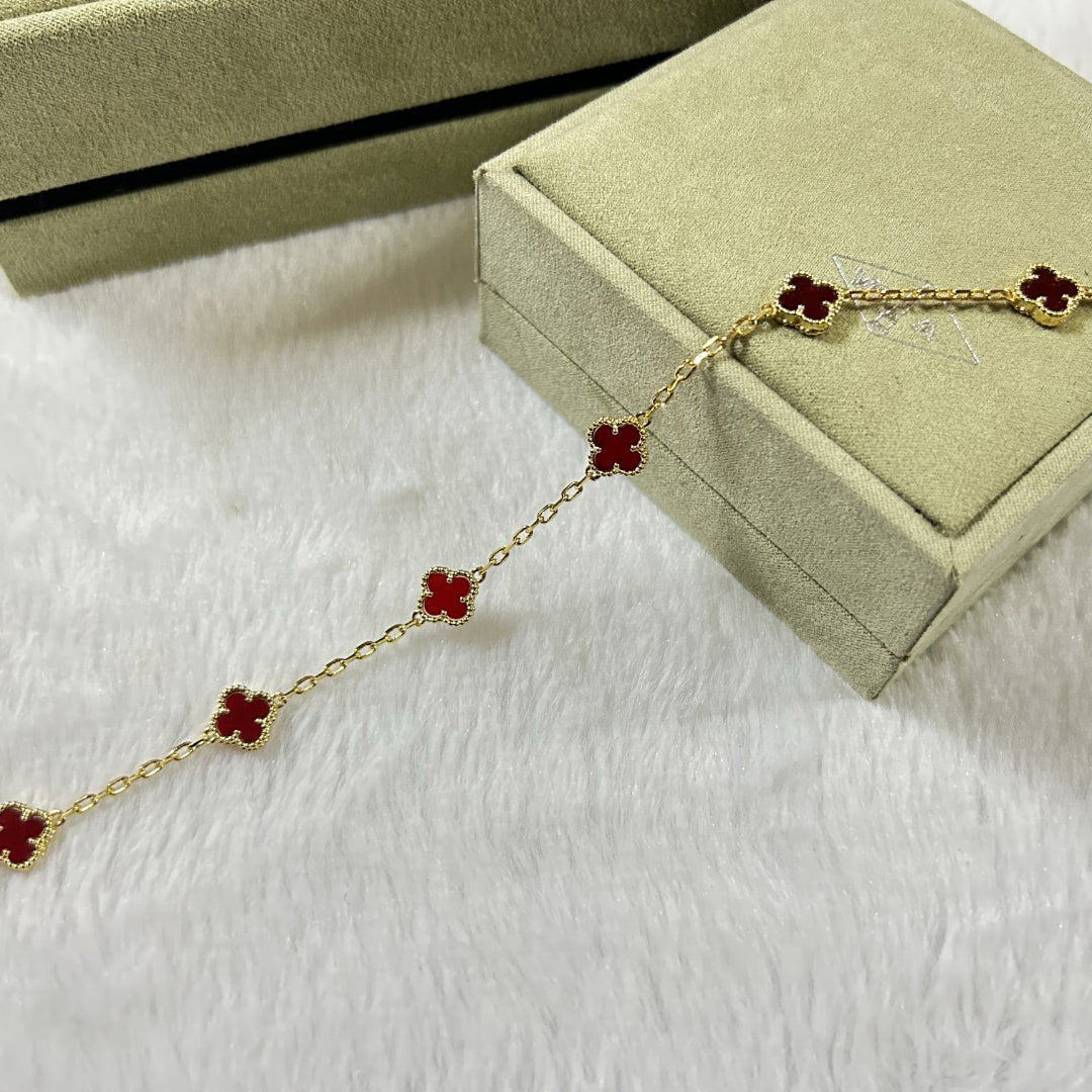 [Kincade Jewelrys]CLOVER 6 MOTIF RED AGATE BRACELET