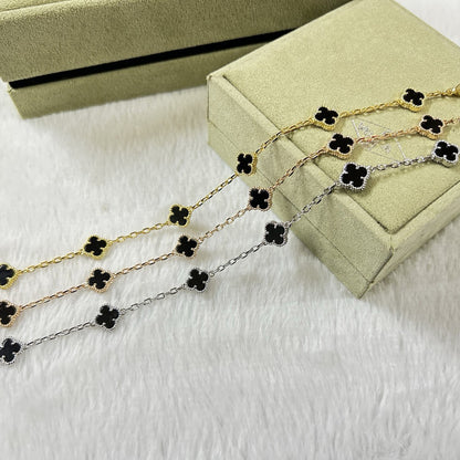 [Kincade Jewelrys] Bracelet en onyx à six motifs de trèfle