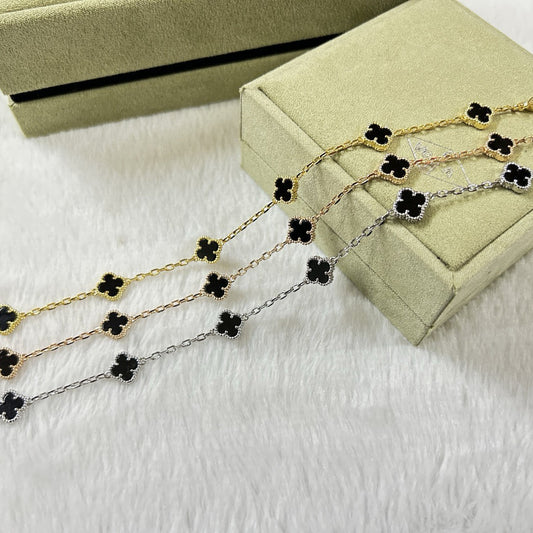 [Kincade Jewelrys] Bracelet en onyx à six motifs de trèfle
