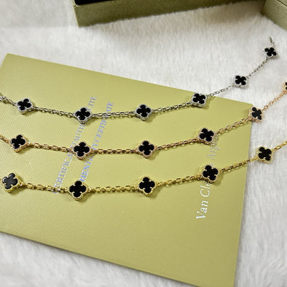 [Kincade Jewelrys] Bracelet en onyx à six motifs de trèfle