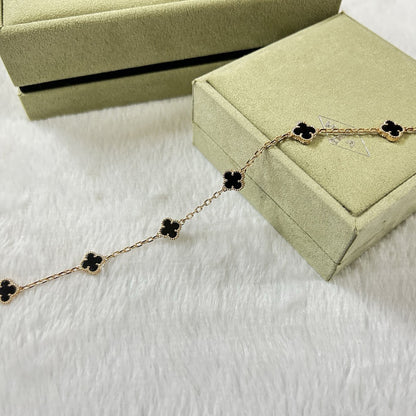 [Kincade Jewelrys] Bracelet en onyx à six motifs de trèfle