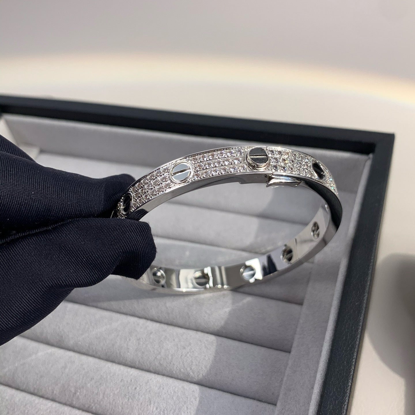 [Kincade Jewelrys] Bracelet Love 6,1 mm en céramique pavée de diamants 