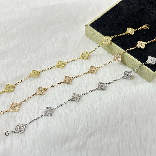 [Kincade Jewelrys] BRACELET DIAMANT À 6 MOTIFS TRÈFLE