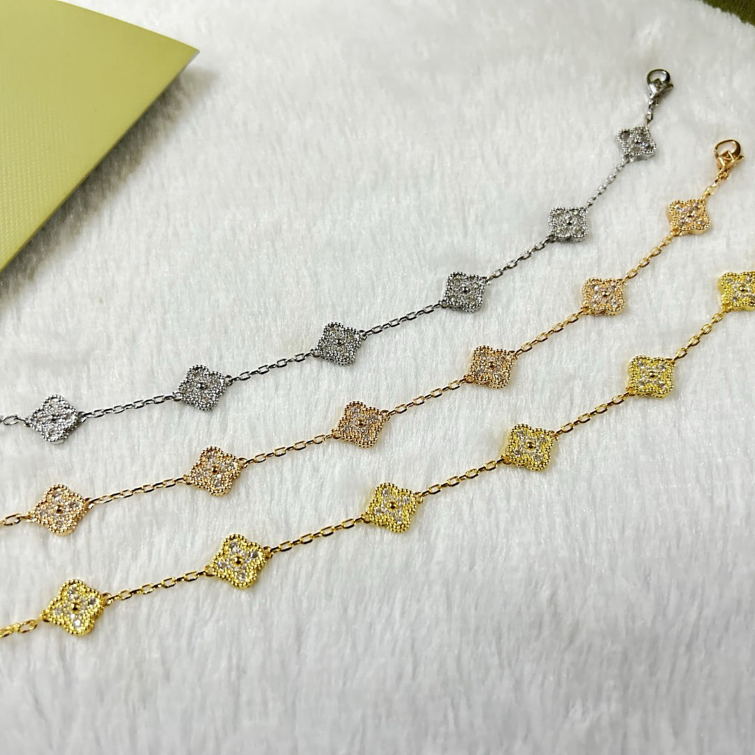 [Kincade Jewelrys]CLOVER 6 MOTIF DIAMOND BRACELET