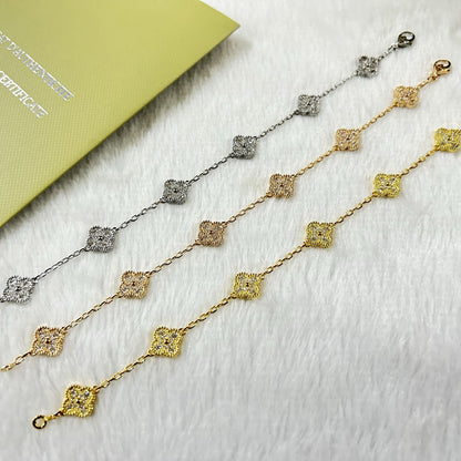 [Kincade Jewelrys]CLOVER 6 MOTIF DIAMOND BRACELET