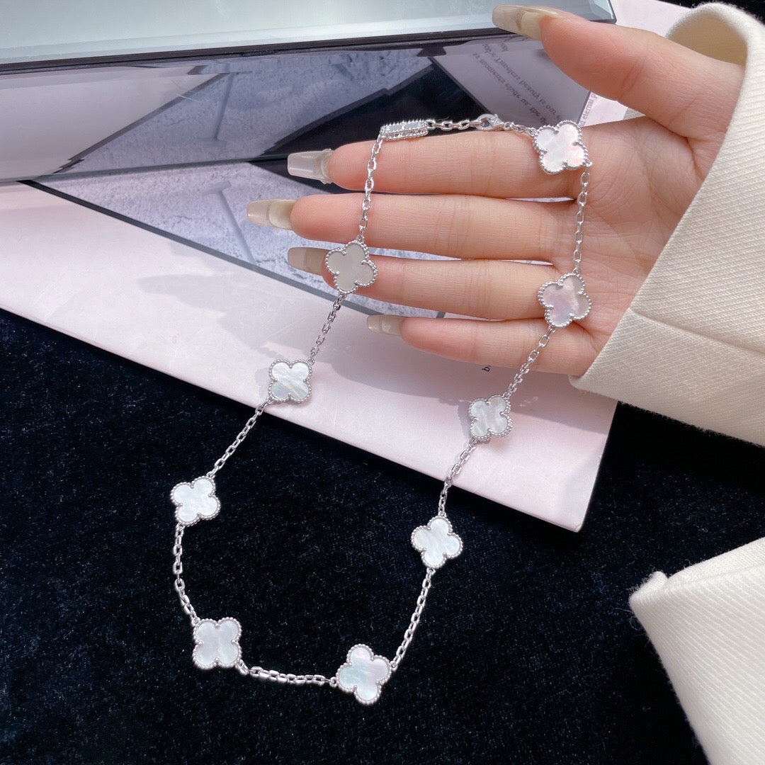 [Kincade Jewelrys]CLOVERS THE 10-MOTIFS WHITE MOTHER OF PEARL NECKLACE
