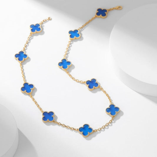 [Kincade Jewelrys]CLOVERS LE COLLIER EN AGATE BLEUE À 10 MOTIFS