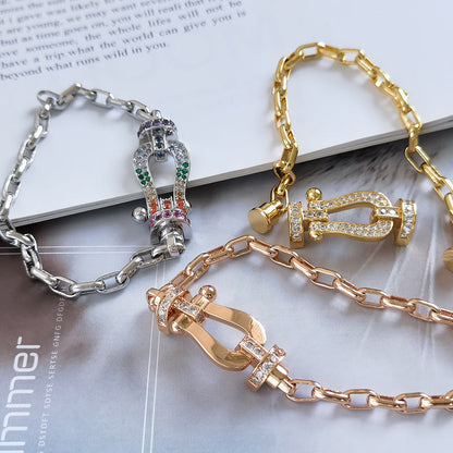 [Kincade Jewelrys]FORCE LARGE HORSESHOE CLASP  METAL BRACELET