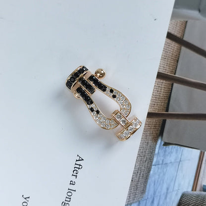 [Kincade Jewelrys] FORCE GRAND BRACELET FER À CHEVAL NOIR ET BLANC DIAMANT ARGENT