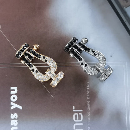 [Kincade Jewelrys] FORCE GRAND BRACELET FER À CHEVAL NOIR ET BLANC DIAMANT ARGENT