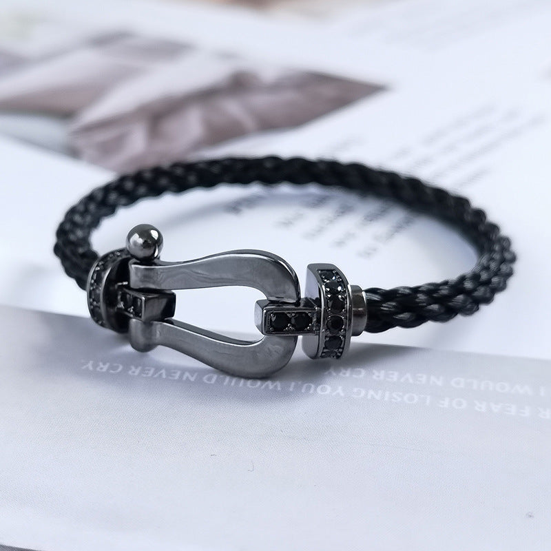[Bijoux Kincade] BRACELET FORCE LARGE SERIES FER À CHEVAL NOIR SAMOURAÏ