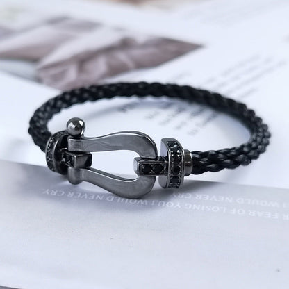 [Bijoux Kincade] BRACELET FORCE LARGE SERIES FER À CHEVAL NOIR SAMOURAÏ