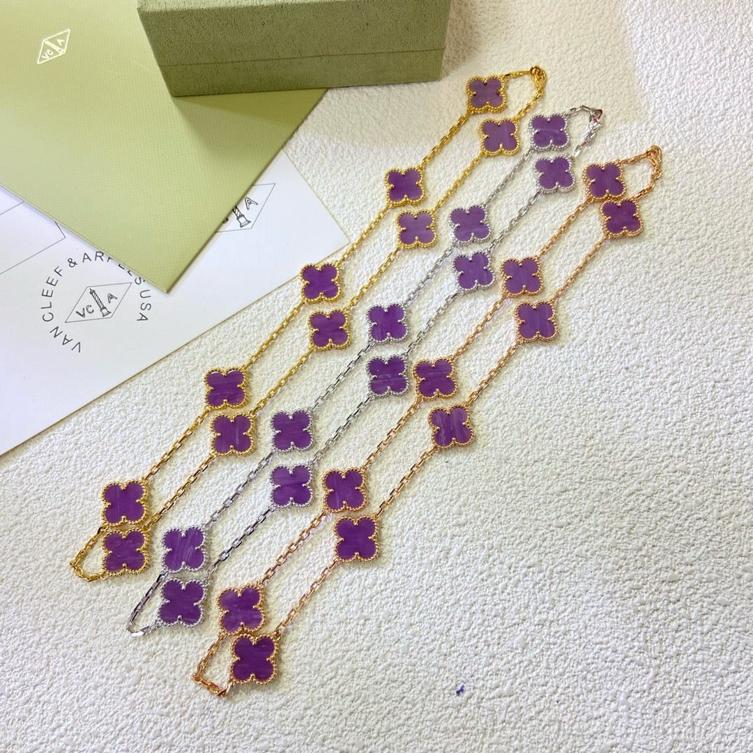 [Kincade Jewelrys] COLLIER CLOVER 10 MOTIFS VIOLET VIOLET